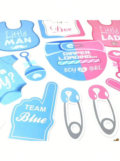 30pcs Gender Reveal Photo Booth Props,Baby Shower Decor,Birthday Decorations,Gender Reveal Decorations