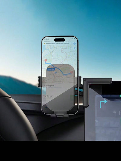360° Adjustable 3-Point Stable Clip Center Display Screen Mount Holder, Suitable For Tesla Y/3, Compatible With Devices Up To 1.06 Inch Thick, Vertical Or Horizontal Phone Screen