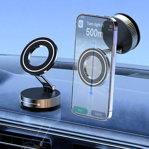 360° Foldable Magnetic Car Phone Holder With Small Vacuum Cup Stand Universally Suitable For Car Gym Office Driving Phone Holder Phone Accessories