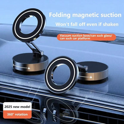 360° Foldable Magnetic Car Phone Holder With Small Vacuum Cup Stand Universally Suitable For Car Gym Office Driving Phone Holder Phone Accessories