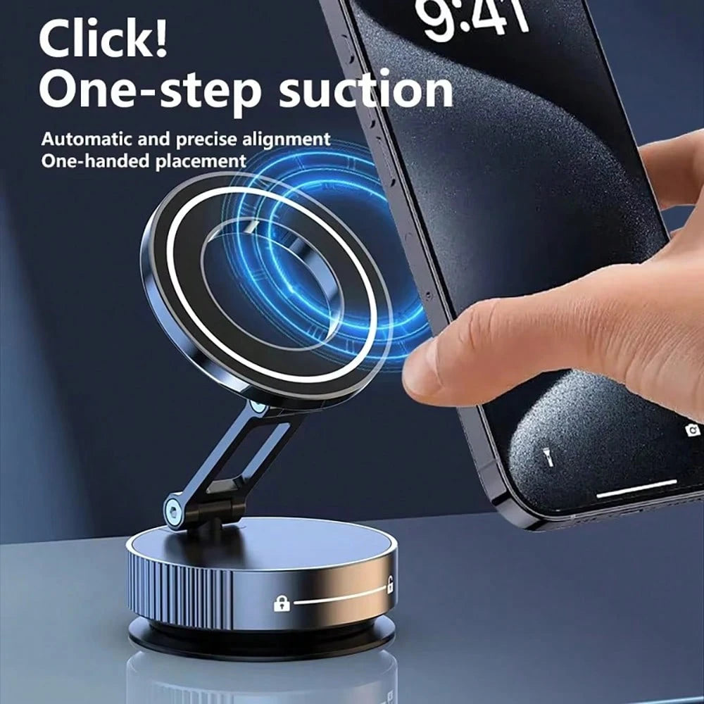 360° Foldable Magnetic Car Phone Holder With Small Vacuum Cup Stand Universally Suitable For Car Gym Office Driving Phone Holder Phone Accessories