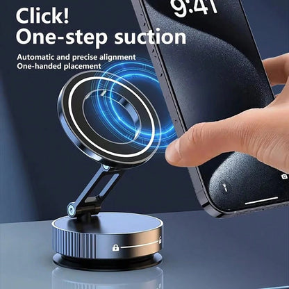 360° Foldable Magnetic Car Phone Holder With Small Vacuum Cup Stand Universally Suitable For Car Gym Office Driving Phone Holder Phone Accessories