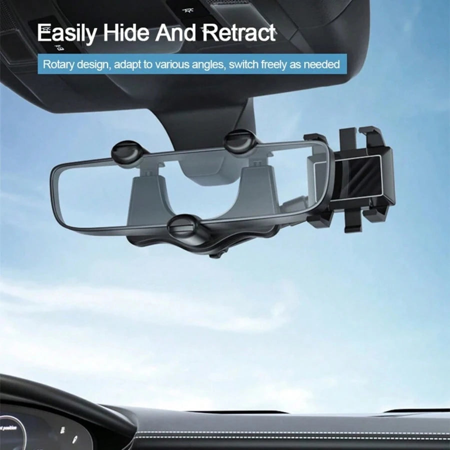360° Rotatable And Retractable Car Phone Holder, Multifunctional Adjustable Mount, Universal Rearview Mirror Phone Holder For All Mobile Phones,Secure Grip For Navigation While Driving, Stylish Access