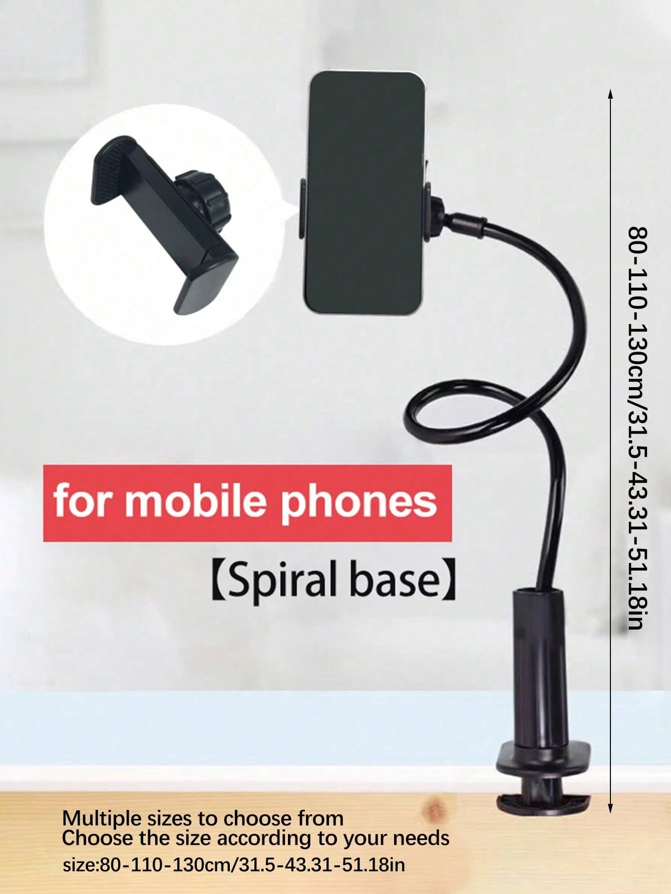 360° Rotatable Bedside Phone Holder, Hands-Free, Stable, Soft Grip Long Arm Clamp Phone Stand