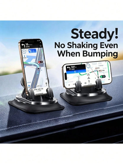 360° Rotatable Car Phone Holder With ABS & Non-Slip Base, Adjustable Dashboard/Desk/ Use Compatible For IPhone & Android Smartphones- Rotating Arm For Hands-Free Driving, Navigation, Video Calls And