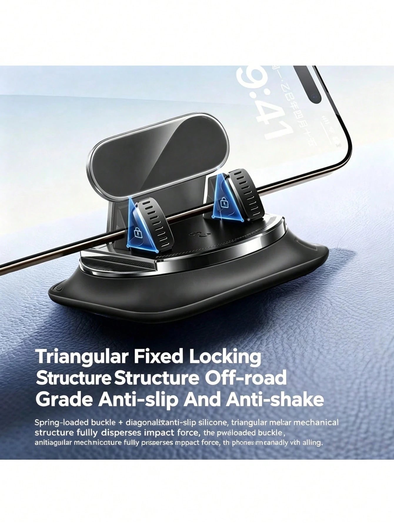 360° Rotatable Car Phone Holder With ABS & Non-Slip Base, Adjustable Dashboard/Desk/ Use Compatible For IPhone & Android Smartphones- Rotating Arm For Hands-Free Driving, Navigation, Video Calls And