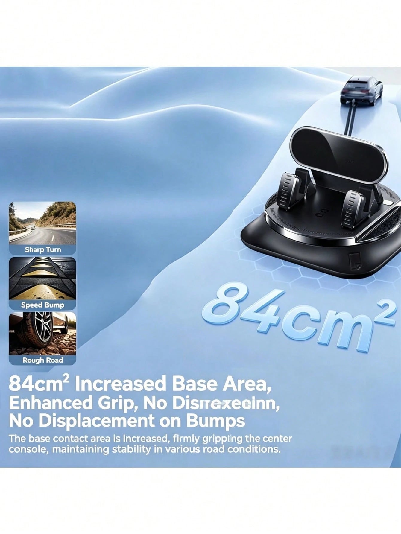 360° Rotatable Car Phone Holder With ABS & Non-Slip Base, Adjustable Dashboard/Desk/ Use Compatible For IPhone & Android Smartphones- Rotating Arm For Hands-Free Driving, Navigation, Video Calls And