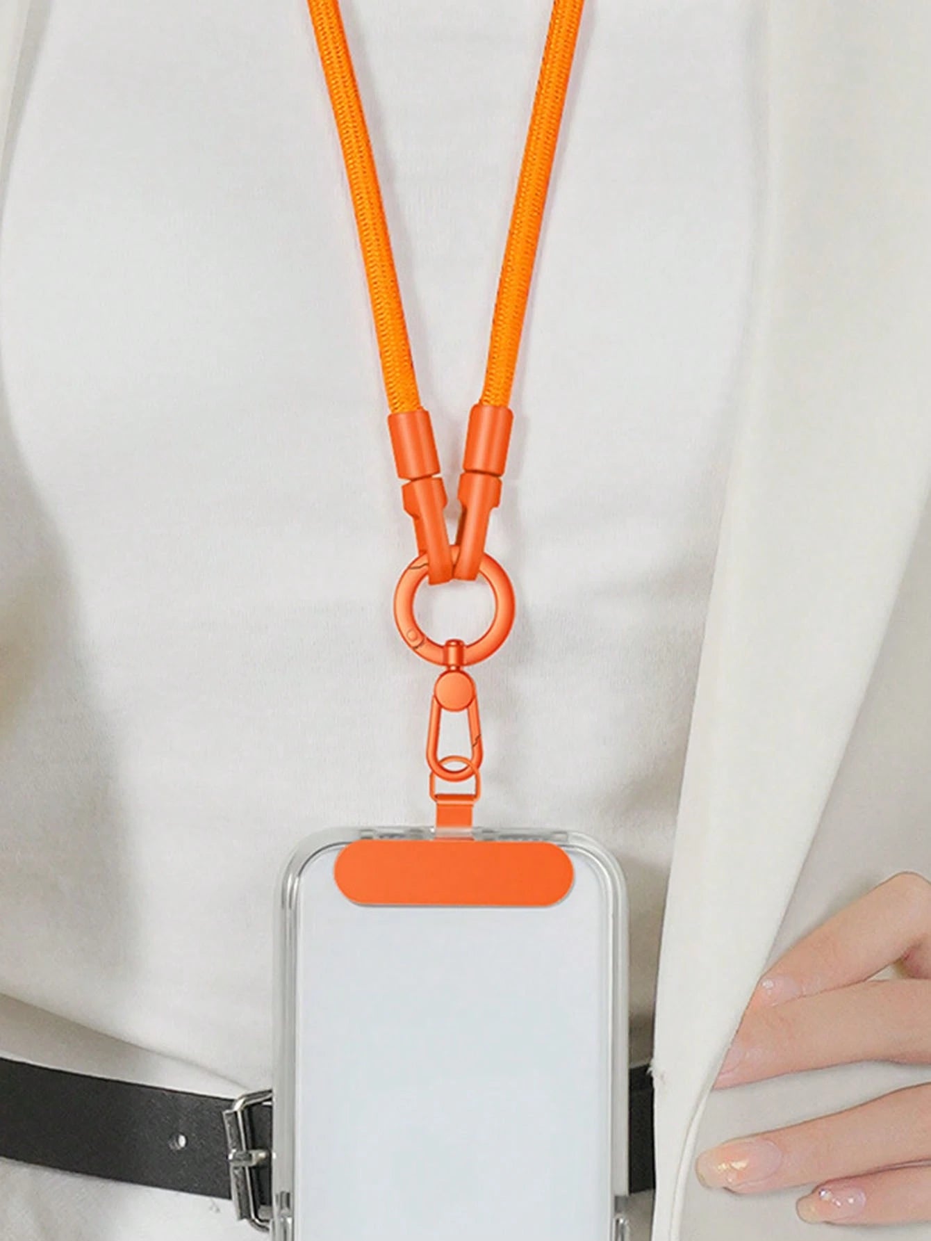 360° Rotating Stainless Steel Lanyard Clip For Phone Cases, Ultra-Thin Spring Coil Hook, Metal Ring Buckle, Card Phone Case Patch, Mobile Phone Chain, Ideal Birthday Gift Gifts For Mother, Family, Fri