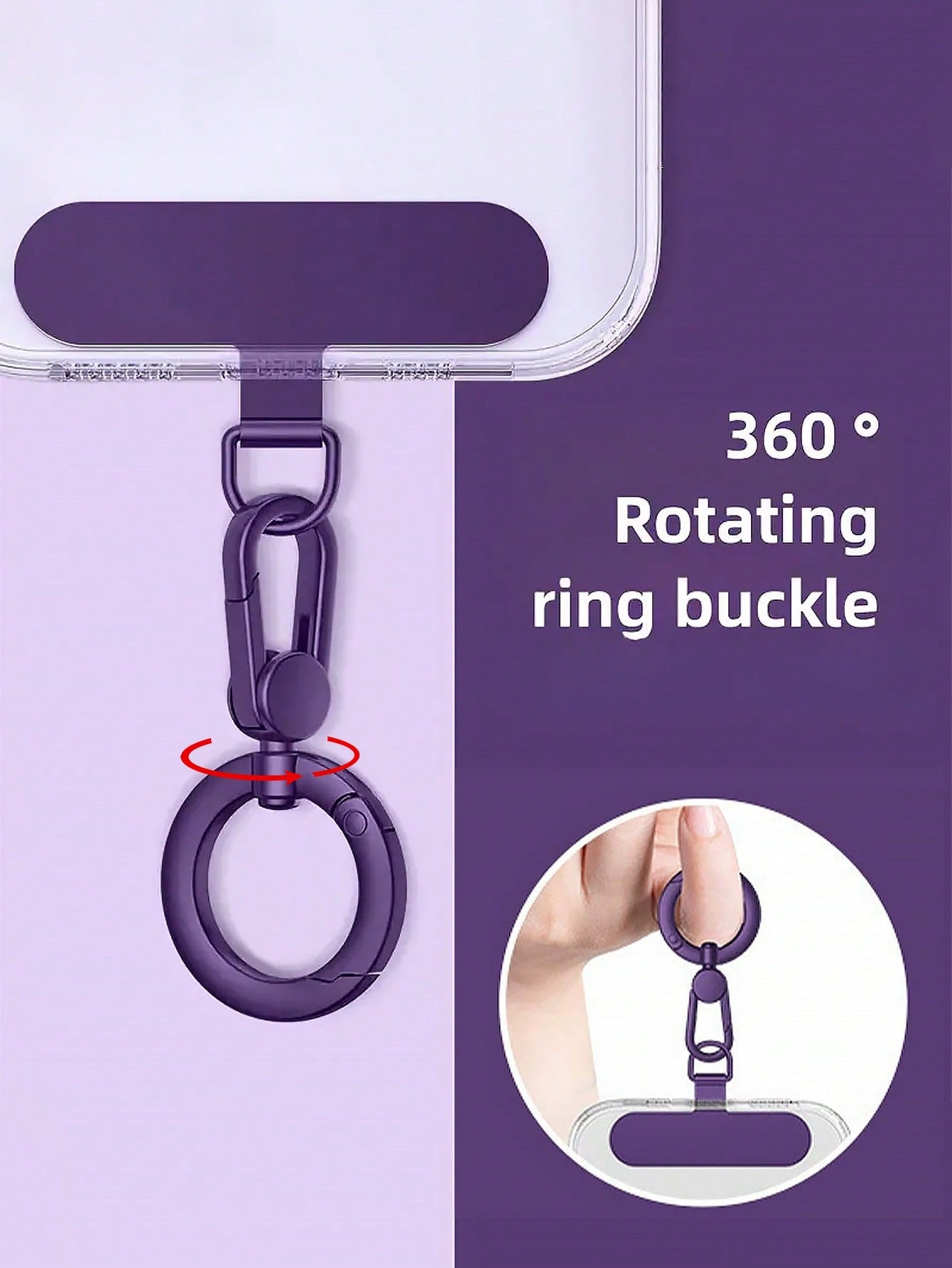 360° Rotating Stainless Steel Lanyard Clip For Phone Cases, Ultra-Thin Spring Coil Hook, Metal Ring Buckle, Card Phone Case Patch, Mobile Phone Chain, Ideal Birthday Gift Gifts For Mother, Family, Fri