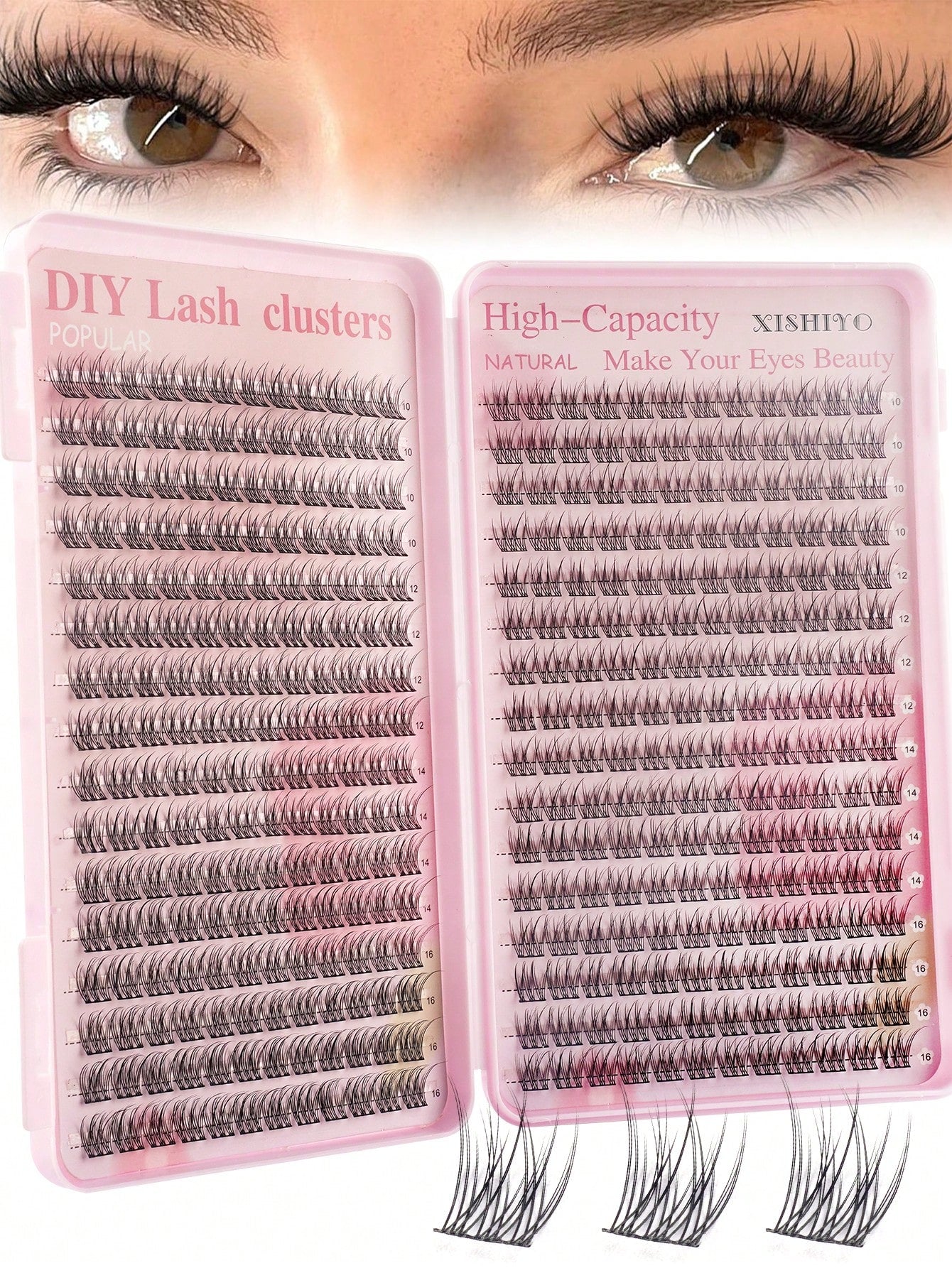 384pcs Single Eyelash Extensions, Eyelash Tray, Cluster False Eyelashes, DIY Home Eyelash Extensions, Cluster False Eyelashes, Single False Eyelashes, False Eyelashes, Natural Eyelashes Vs Thick Eyela