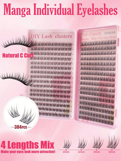 384pcs Single Eyelash Extensions, Eyelash Tray, Cluster False Eyelashes, DIY Home Eyelash Extensions, Cluster False Eyelashes, Single False Eyelashes, False Eyelashes, Natural Eyelashes Vs Thick Eyela