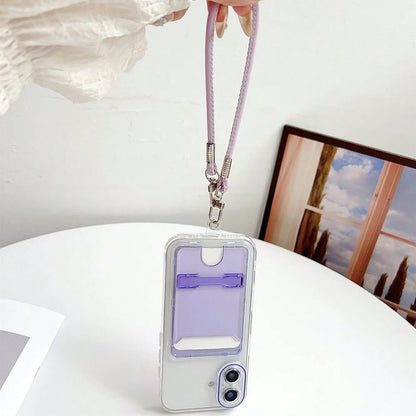 3D Card Holder TPU Phone Case Soft Shell With Stand And Leather Chain, Can Hold Cards, Can Hold Coins, Anti-Drop, Anti-Sweat, Anti-Fingerprint, Wear-Resistant, Non-Fading, Compatible With Iphone 17pro