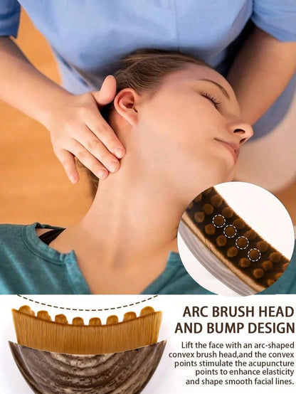 3pcs/2PCS Facial Skincare Massage Set- Lymphatic Contour Facial Brush, Stainless Steel Heart-Shaped Gua Sha Tool, Dry Facial Brush, Face, Chin And Jaw Lymphatic Drainage Massager, Stainless Steel Fac