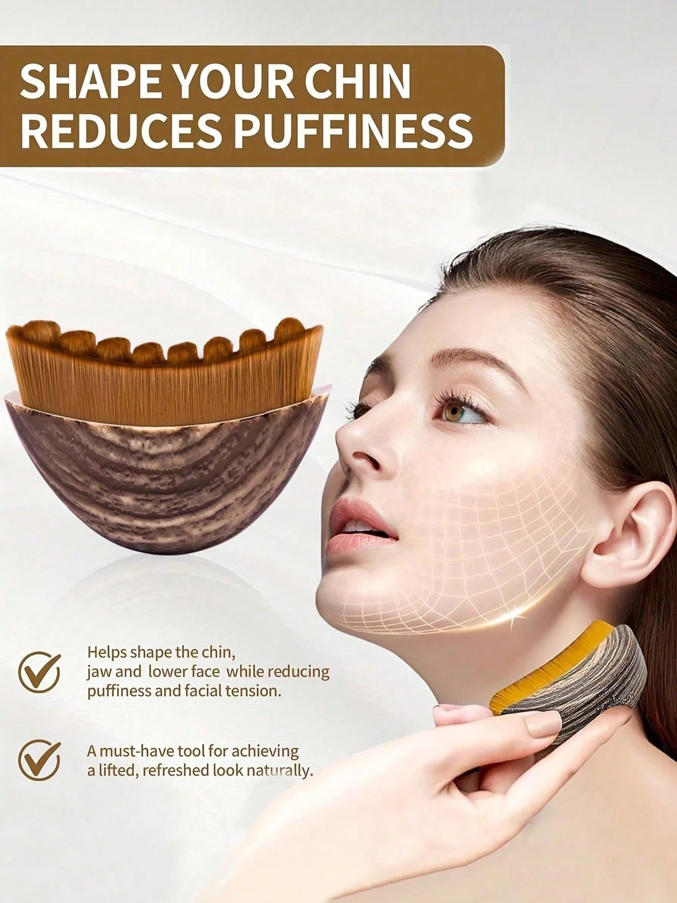 3pcs/2PCS Facial Skincare Massage Set- Lymphatic Contour Facial Brush, Stainless Steel Heart-Shaped Gua Sha Tool, Dry Facial Brush, Face, Chin And Jaw Lymphatic Drainage Massager, Stainless Steel Fac