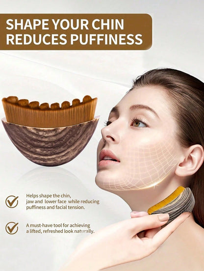 3pcs/2PCS Facial Skincare Massage Set- Lymphatic Contour Facial Brush, Stainless Steel Heart-Shaped Gua Sha Tool, Dry Facial Brush, Face, Chin And Jaw Lymphatic Drainage Massager, Stainless Steel Fac