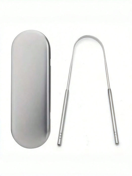 3pcs/2pcs Set Stainless Steel Tongue Scraper, For Removing Tongue Coating & Reducing Bad Breath, Oral Hygiene Tool, Easy To Use Oral Cleaning Kit