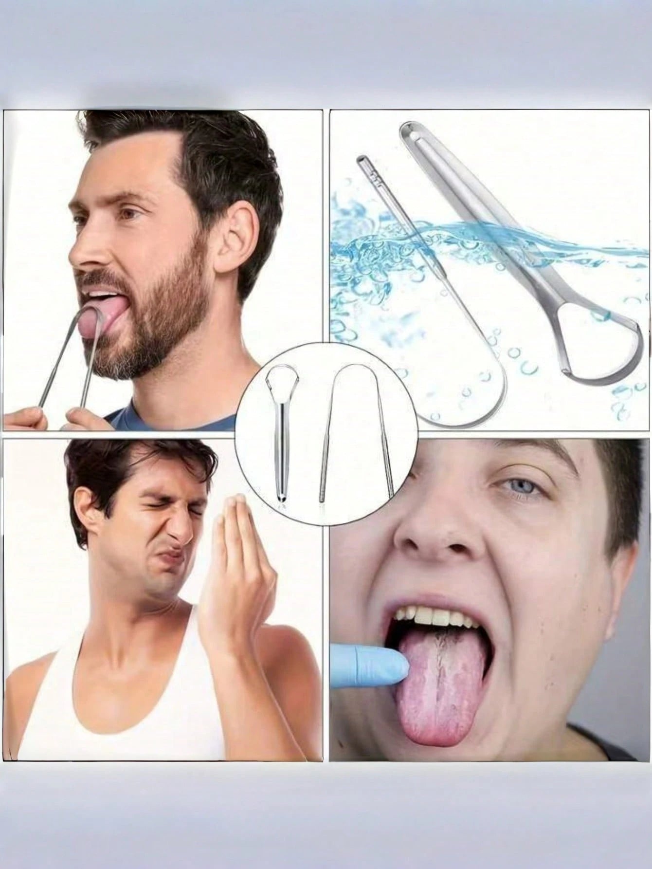 3pcs/2pcs Set Stainless Steel Tongue Scraper, For Removing Tongue Coating & Reducing Bad Breath, Oral Hygiene Tool, Easy To Use Oral Cleaning Kit