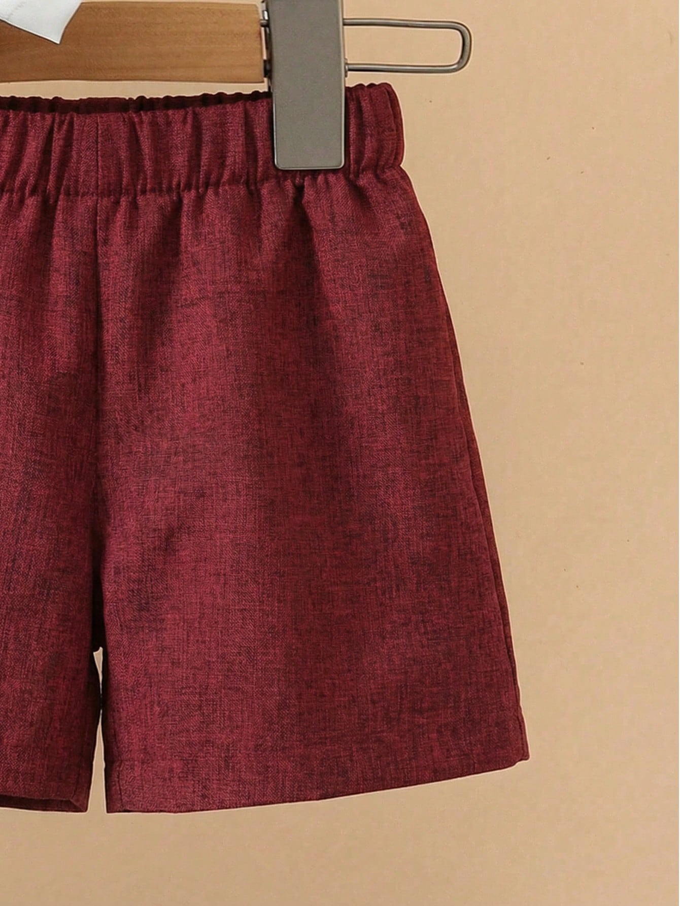 3pcs Baby Boy Burgundy Suit,Summer Casual Elegant Wedding Guest Outfit,Sleeveless V Neck Vest,Bow Tie&Shorts Set,Toddler Formal Wear Ring Bearer Suit
