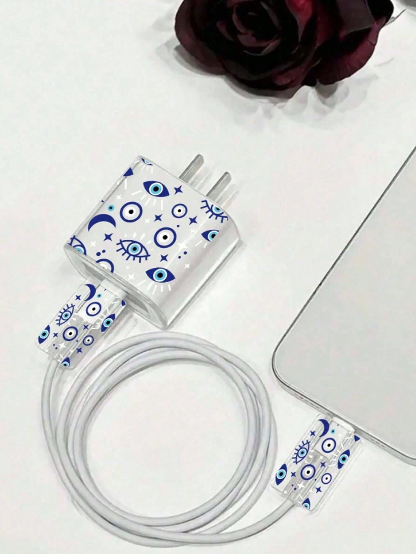 3pcs Blue Eye Shaped Charging Adapter & Cable Protective Cases, Compatible With Apple 18w/20w Chargers Cable Protector, Charger Accessories, Phone Accessories