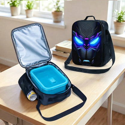 3PCS Cool Mecha Backpack Set, Large Capacity School Bag With Matching Lunch Bag & Pencil Case, Durable Lightweight Bookbag, Daily Use, And Gift