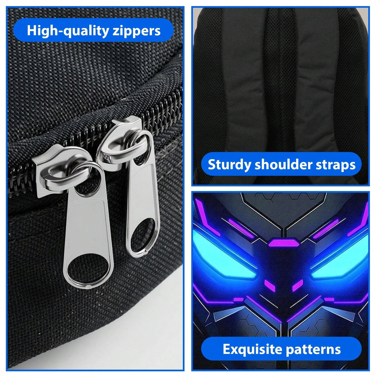 3PCS Cool Mecha Backpack Set, Large Capacity School Bag With Matching Lunch Bag & Pencil Case, Durable Lightweight Bookbag, Daily Use, And Gift