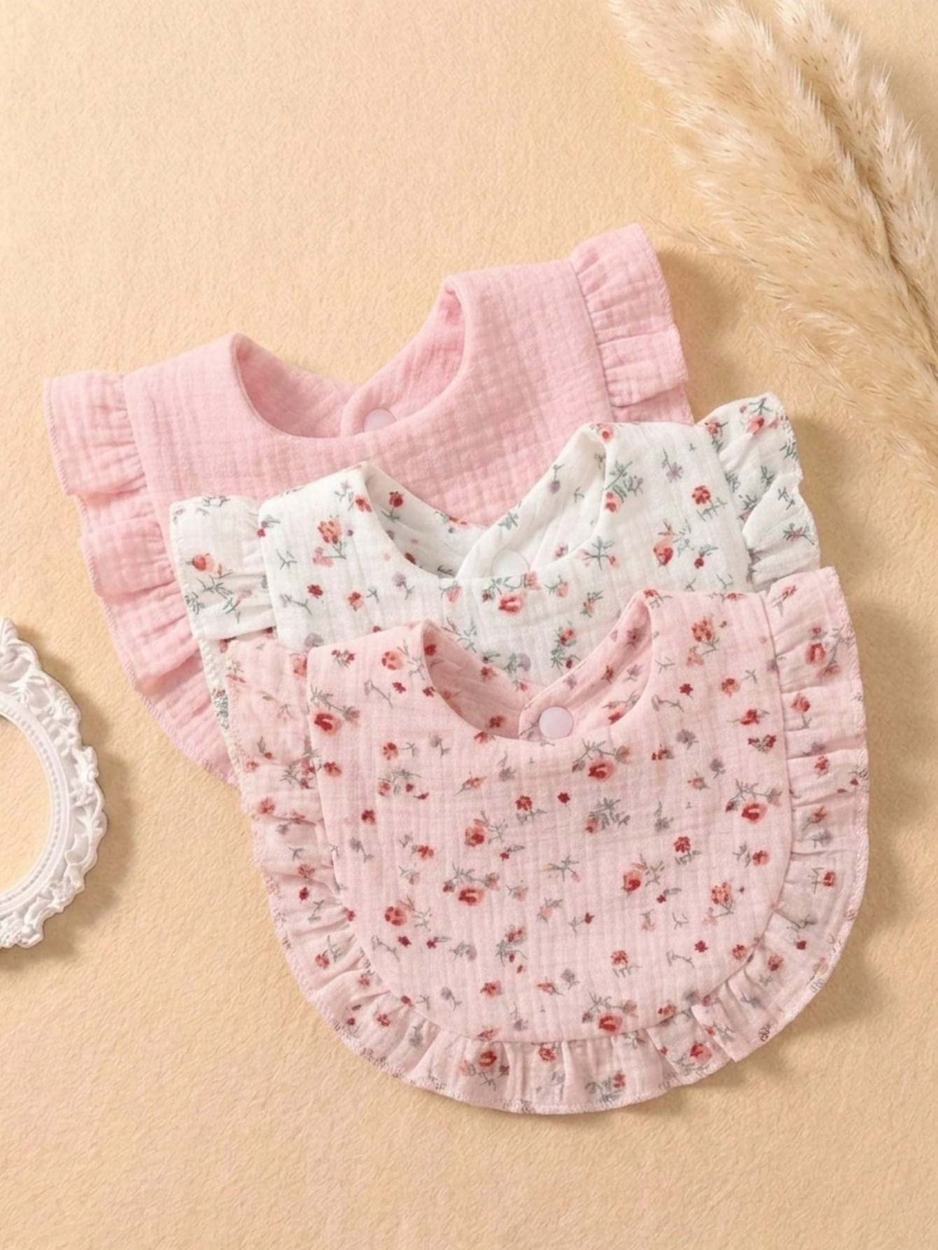 3PCS Gauze Printed Cute Baby Bibs, Soft Skin-Friendly Baby Drool Cloths, Suitable For Daily Use