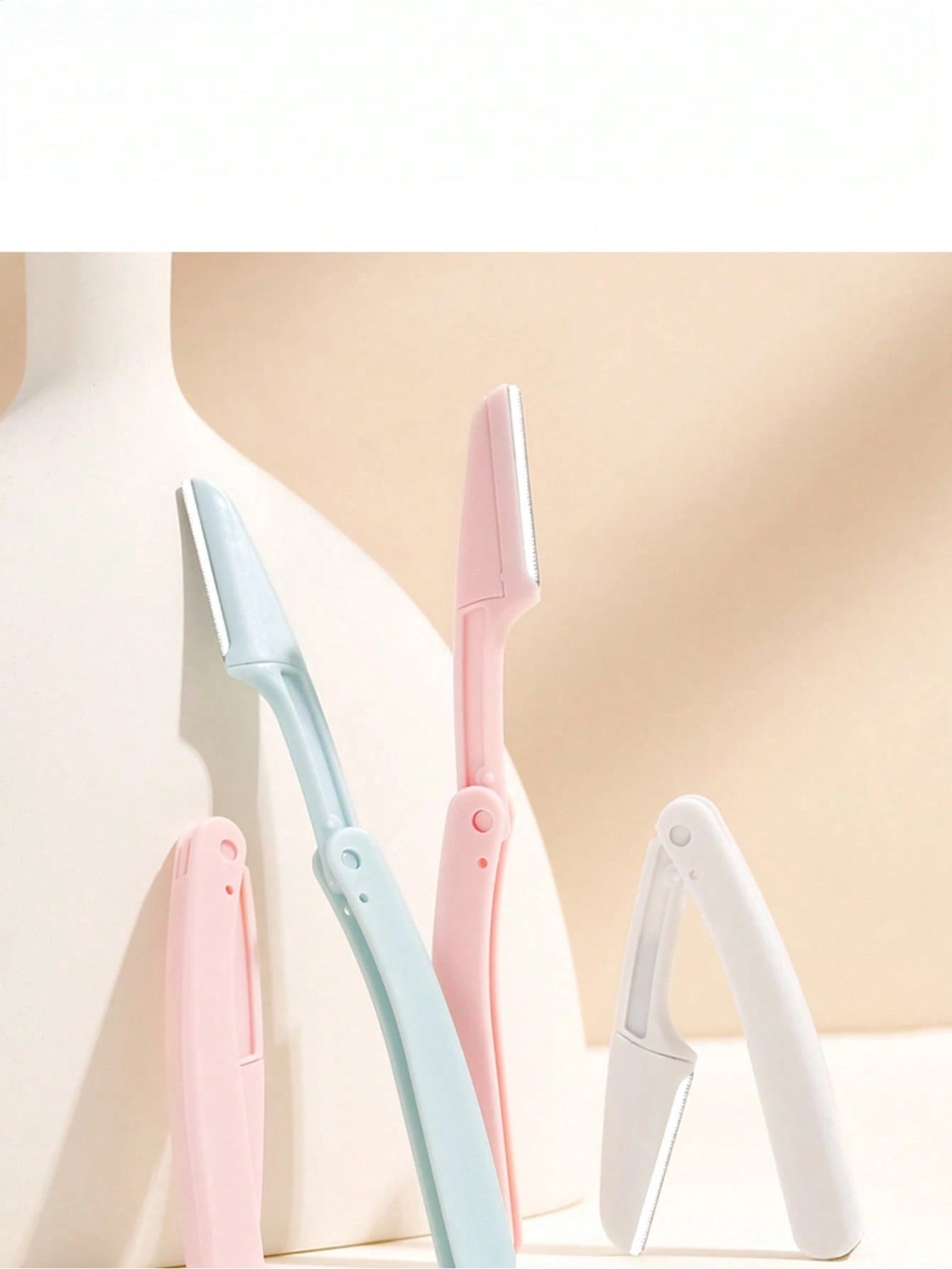3pcs Portable Foldable Eyebrow Razor, Beginner-Friendly Safety Design, Stainless Steel, Anti-Scratch