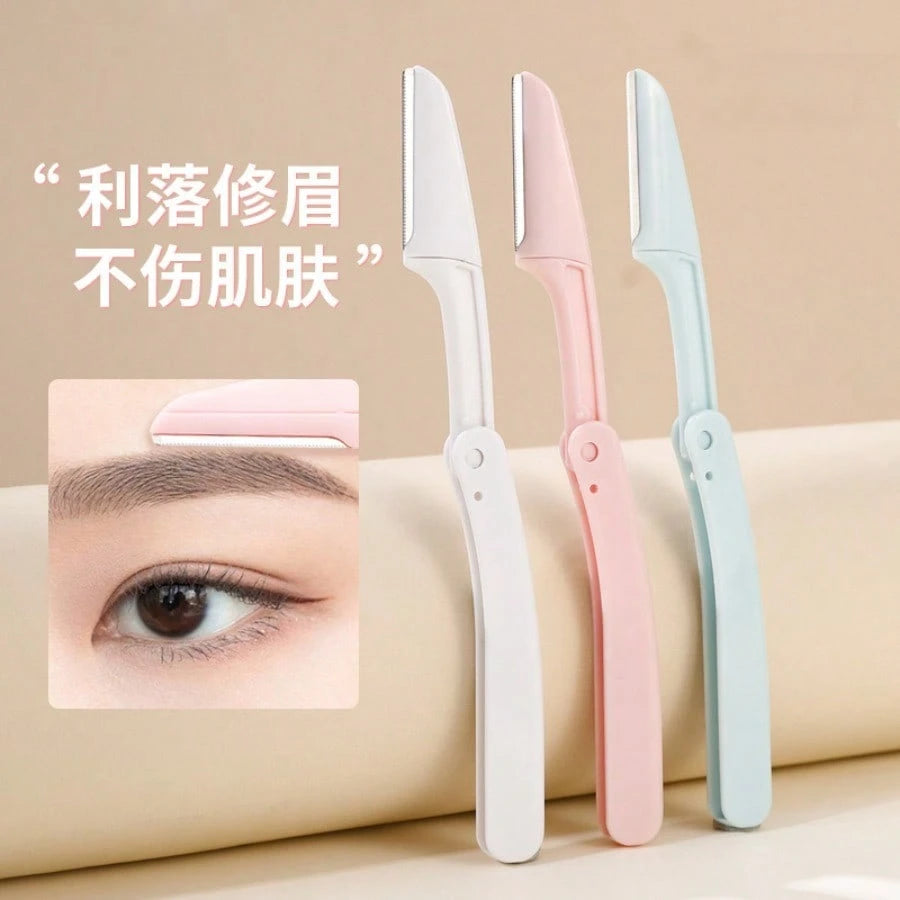 3pcs Portable Foldable Eyebrow Razor, Beginner-Friendly Safety Design, Stainless Steel, Anti-Scratch