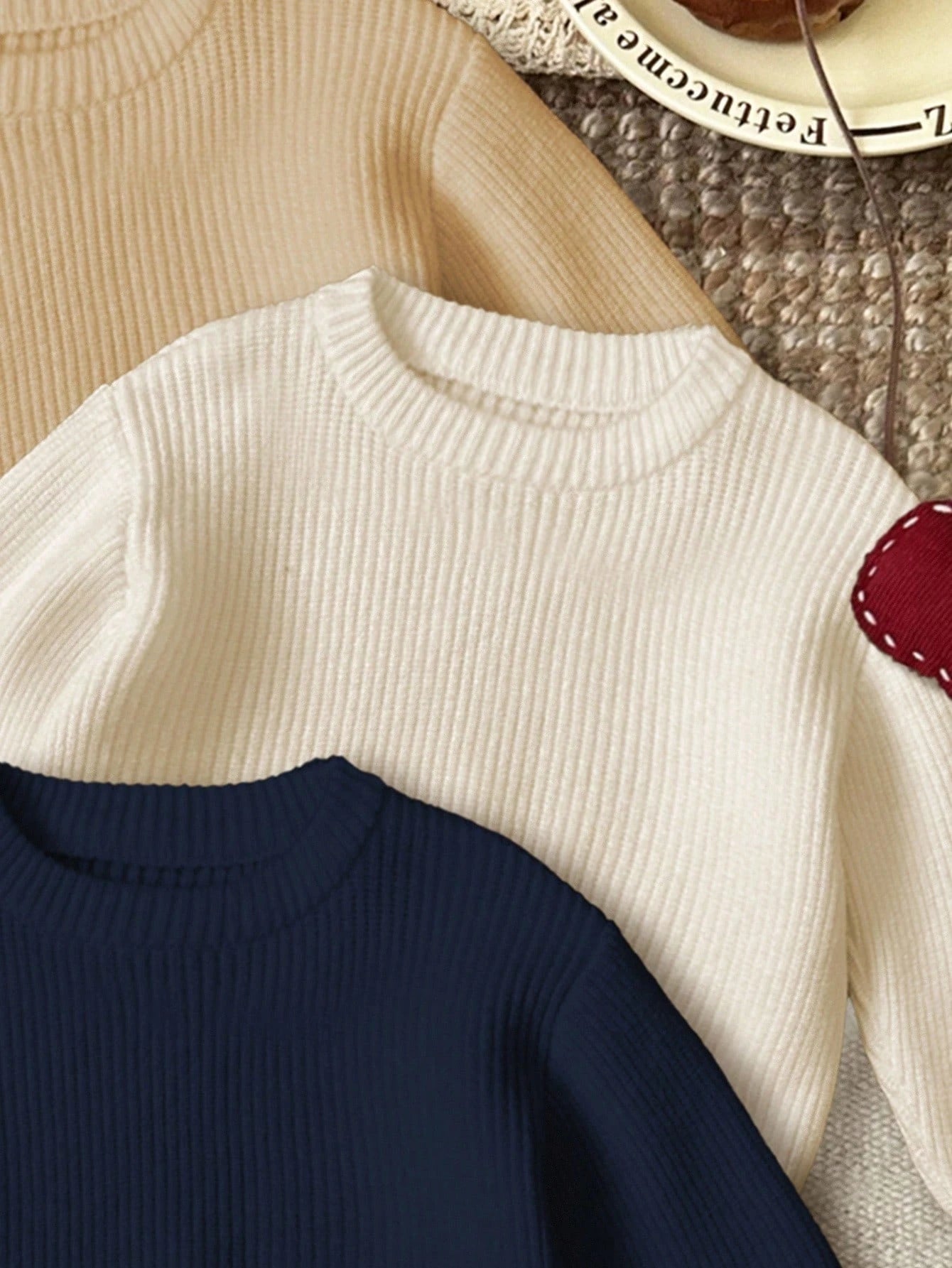 3pcs/Set Baby Boy Casual Loose Fit Round Neck Long Sleeve Sweater Outfit, Suitable For Autumn/Winter