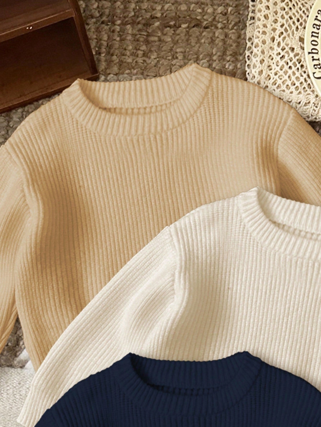 3pcs/Set Baby Boy Casual Loose Fit Round Neck Long Sleeve Sweater Outfit, Suitable For Autumn/Winter