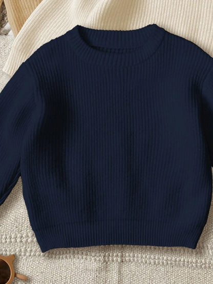3pcs/Set Baby Boy Casual Loose Fit Round Neck Long Sleeve Sweater Outfit, Suitable For Autumn/Winter