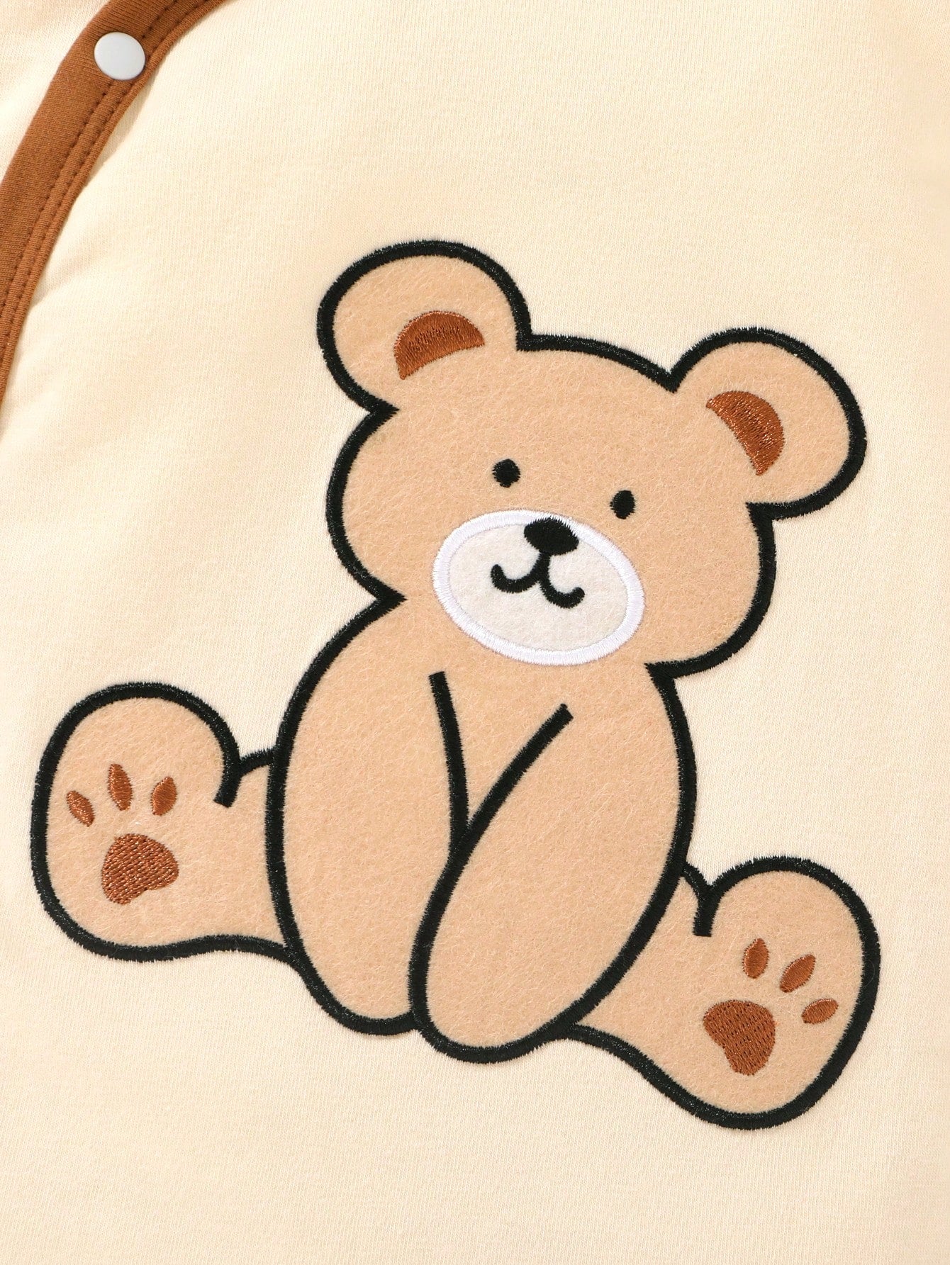 3pcs/Set, Baby Boy, Soft & Comfortable, Casual Fashionable Cute, Cartoon Bear Pattern Flocked Embroidery Asymmetric Button Contrast Color Romper Jumpsuit, 3D Hat & Bib, Baby Boy Clothing, Newborn Baby