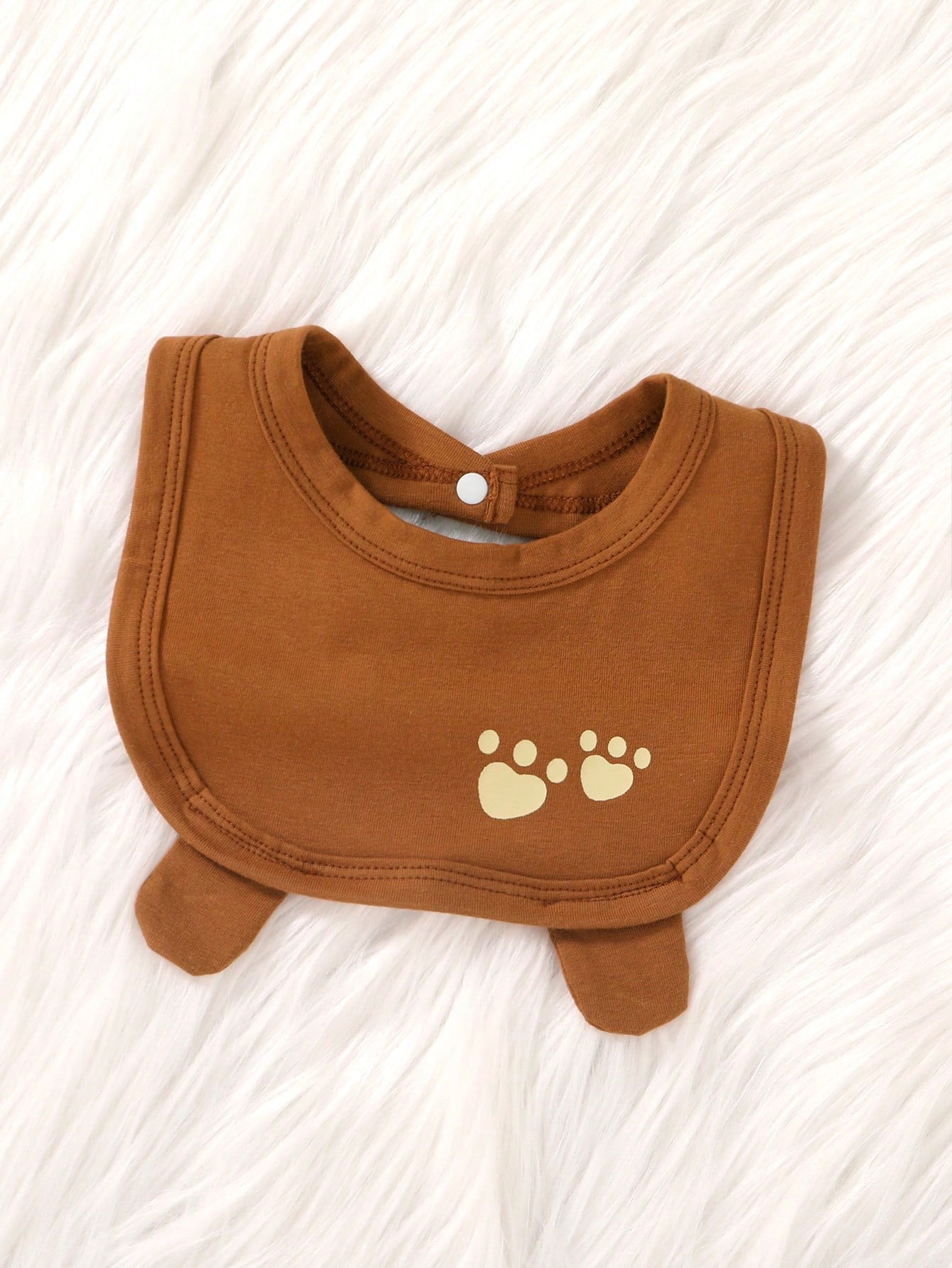 3pcs/Set, Baby Boy, Soft & Comfortable, Casual Fashionable Cute, Cartoon Bear Pattern Flocked Embroidery Asymmetric Button Contrast Color Romper Jumpsuit, 3D Hat & Bib, Baby Boy Clothing, Newborn Baby