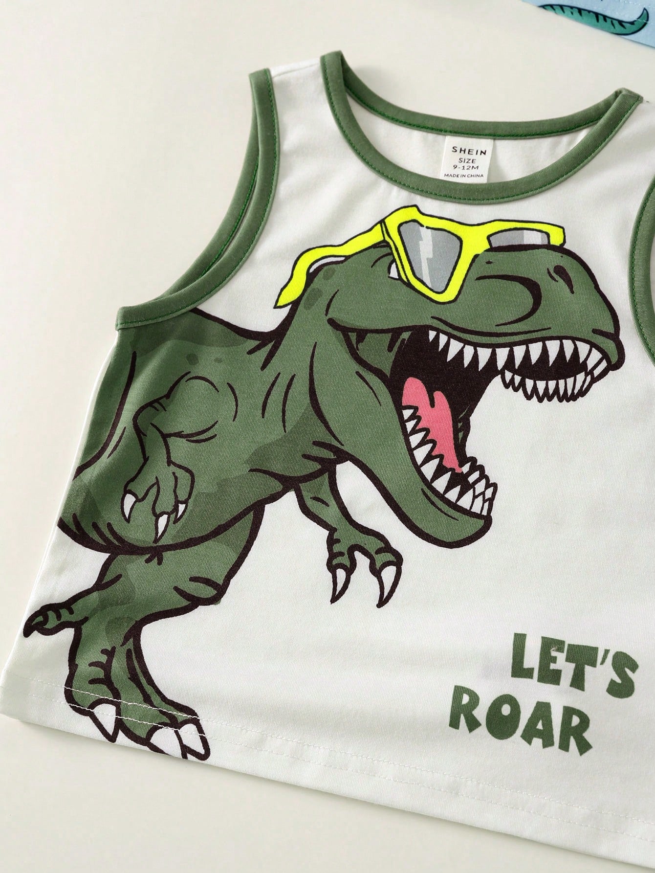 3pcs/Set Baby Boy White Summer Casual Cute Graphic Vacation Tank Tops,Dinosaur Pattern,Classic Striped,Street Style,Loose Comfortable,Versatile
