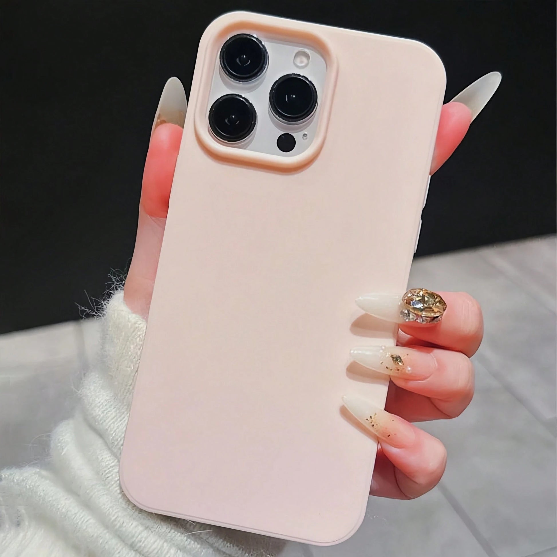 3pcs Solid Color Large Hole Matte Anti-Drop 3-Piece Set Phone Case Personalized Compatible With IPhone 16 Pro Max/17/16/15/14 Plus/13/12/11 Protective Shell Air