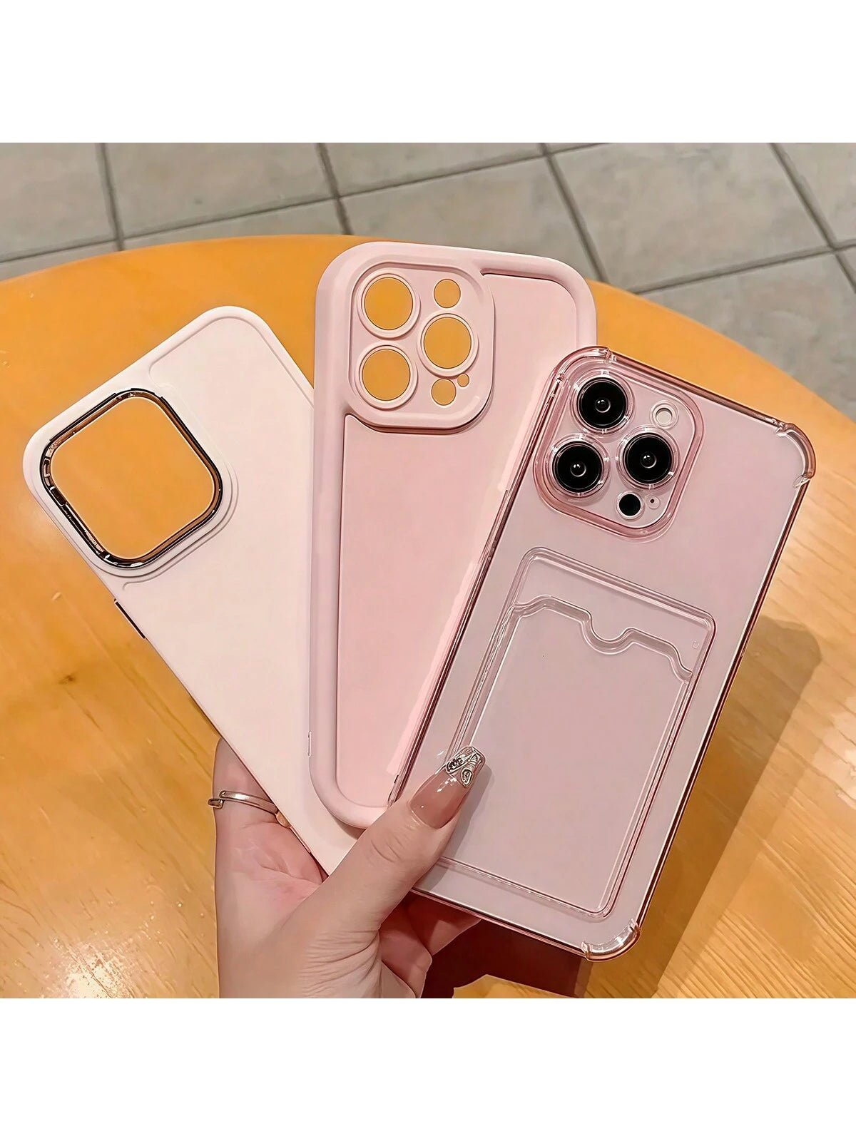 3pcs Solid Color Large Hole Matte Anti-Drop 3-Piece Set Phone Case Personalized Compatible With IPhone 16 Pro Max/17/16/15/14 Plus/13/12/11 Protective Shell Air