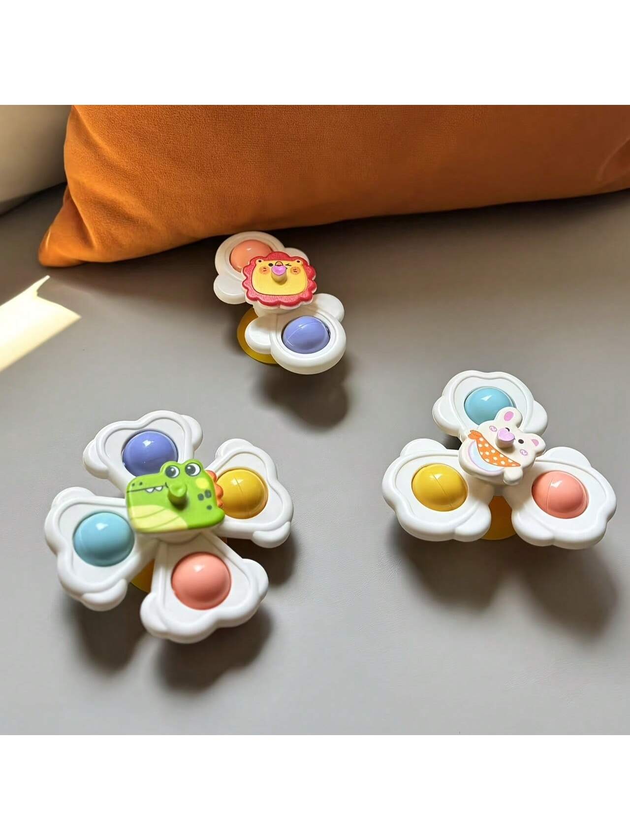 3pcs Suction Cup Rotating Toys, Baby Bath Sensory Early Education Toys, Fidget Toy For 1-3 Year Olds