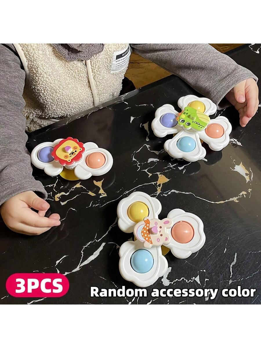 3pcs Suction Cup Rotating Toys, Baby Bath Sensory Early Education Toys, Fidget Toy For 1-3 Year Olds