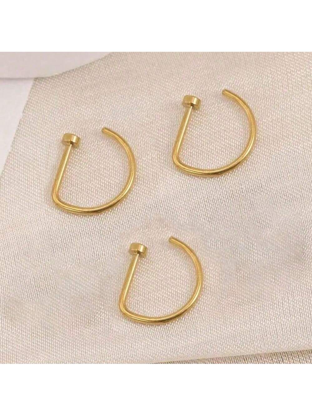 3Pcs Women Men Fake Piering Nose Ring Fashion D-Shape Punk Non Piercing Nose Clip Stainless Steel Perforation Septum Body Jewelry