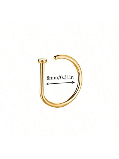 3Pcs Women Men Fake Piering Nose Ring Fashion D-Shape Punk Non Piercing Nose Clip Stainless Steel Perforation Septum Body Jewelry