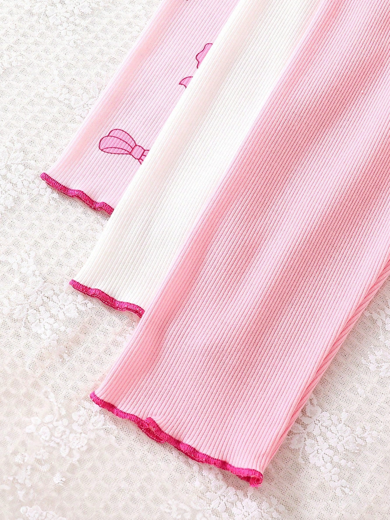 3sets/6pcs Baby Girls Bow + Pink + White Long Sleeve Top & Pants Sets, Autumn/Winter, Newborn Baby Girl Cute Casual Outfit, Soft & Comfortable, Versatile, 0-1-2-3 Years, 6-9 Months, Suitable For Outdo