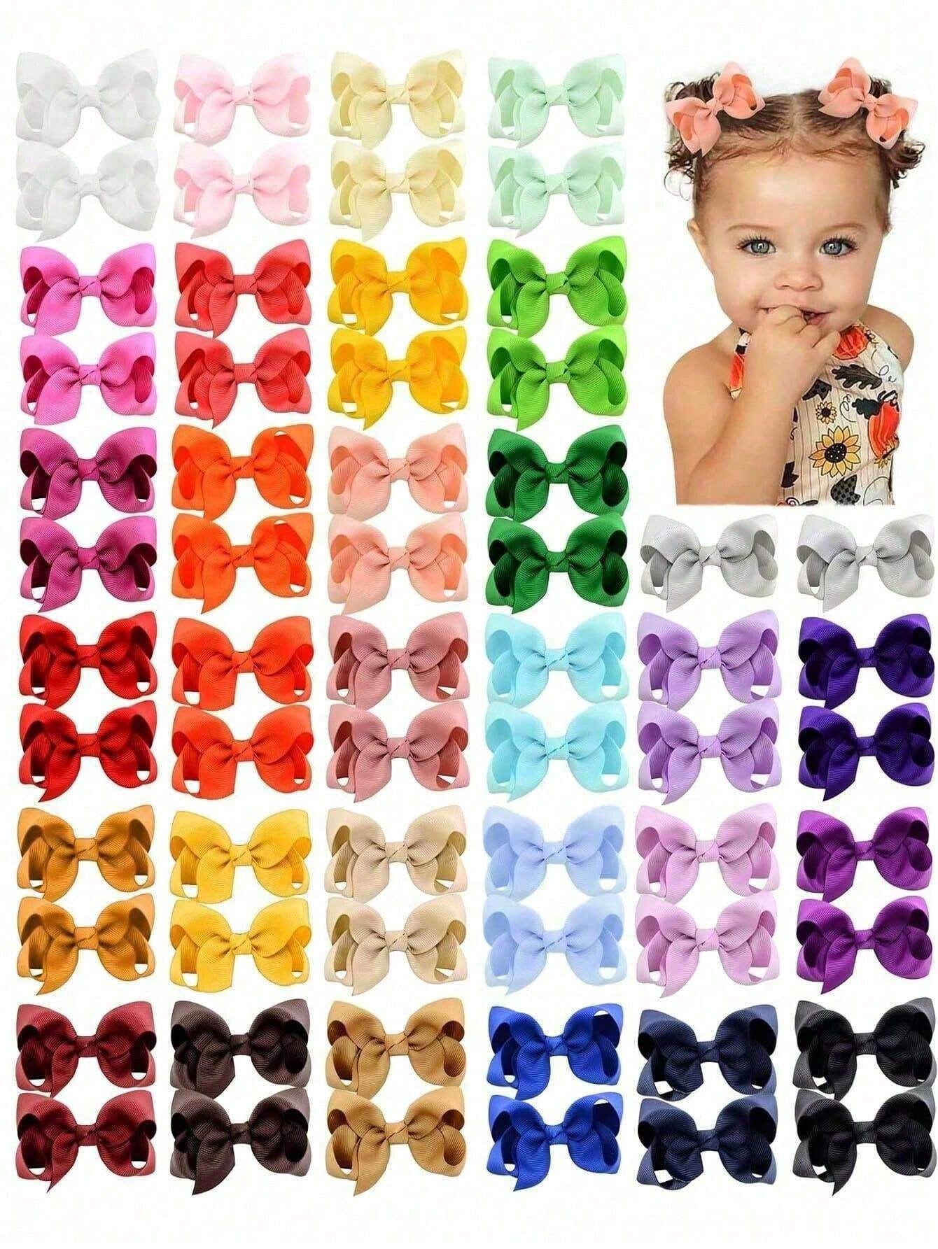 4/20/40/60pcs Random Color Satin Bow Hair Clips, Suitable For Girls, Toddlers, Children For Daily Wear And Holiday Gifts