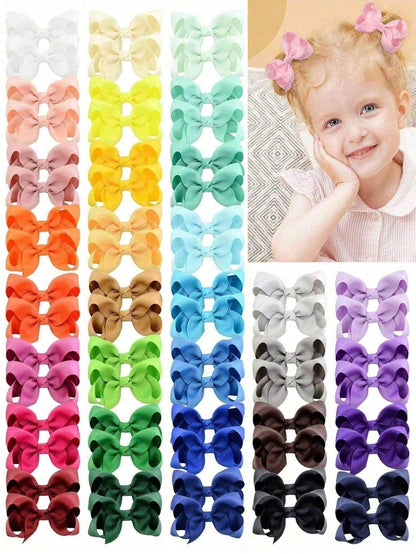 4/20/40/60pcs Random Color Satin Bow Hair Clips, Suitable For Girls, Toddlers, Children For Daily Wear And Holiday Gifts