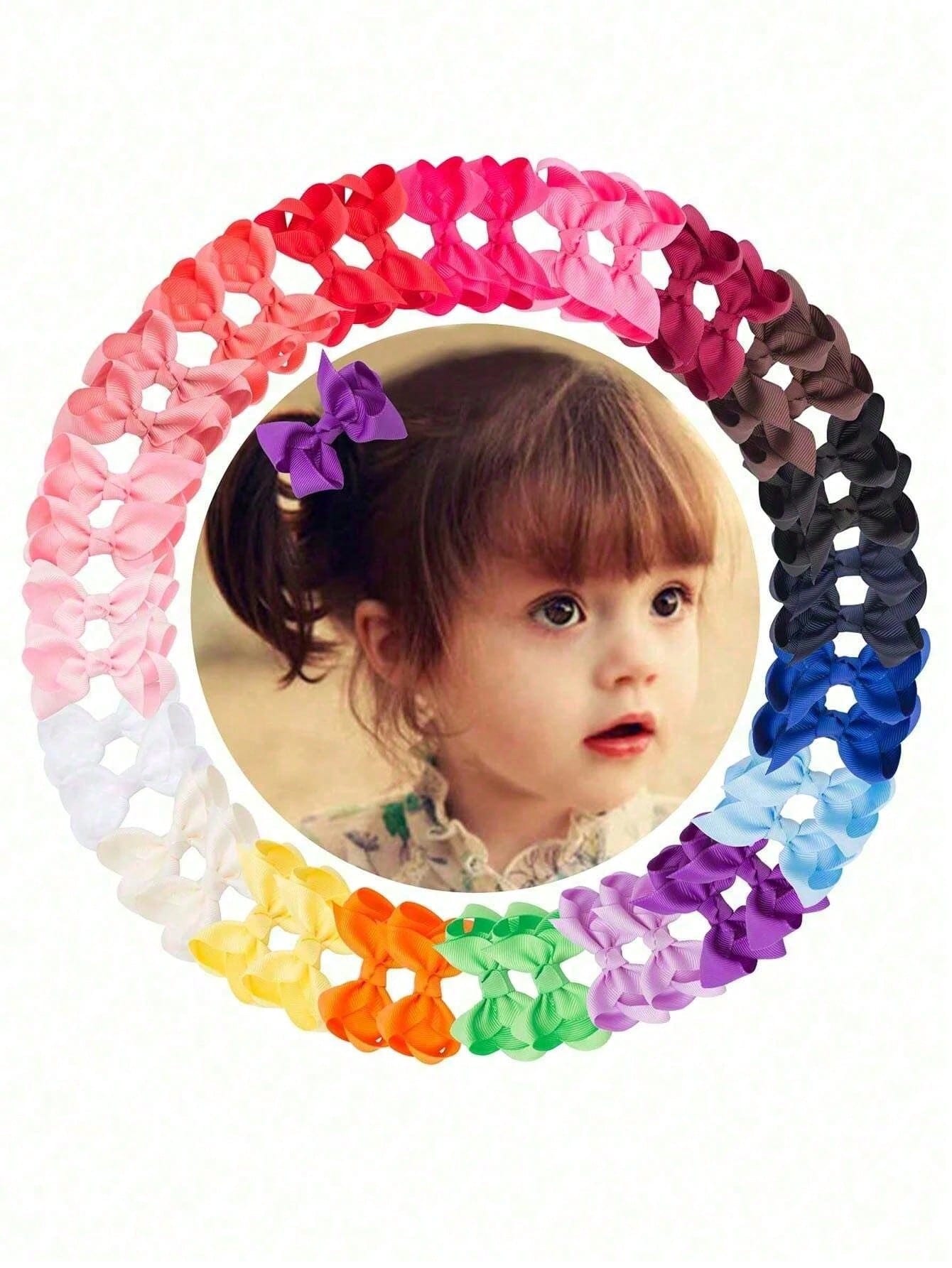 4/20/40/60pcs Random Color Satin Bow Hair Clips, Suitable For Girls, Toddlers, Children For Daily Wear And Holiday Gifts