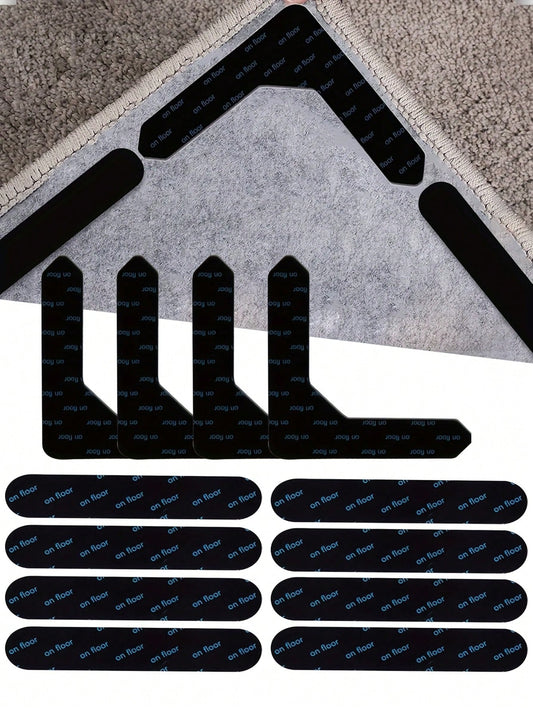 4/8/12/24pcs Non-Slip Carpet Pad Set- Double-Sided Self-Adhesive Washable Carpet Pad Suitable For Solid Wood Floors Bedroom Indoor Use