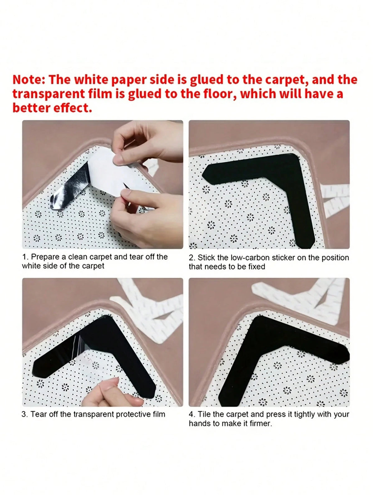 4/8/12/24pcs Non-Slip Carpet Pad Set- Double-Sided Self-Adhesive Washable Carpet Pad Suitable For Solid Wood Floors Bedroom Indoor Use