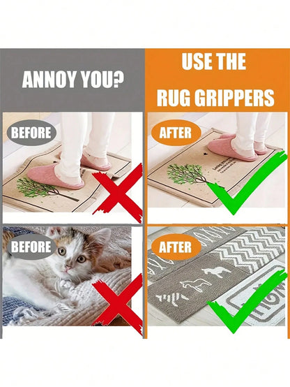 4/8/12/24pcs Non-Slip Carpet Pad Set- Double-Sided Self-Adhesive Washable Carpet Pad Suitable For Solid Wood Floors Bedroom Indoor Use