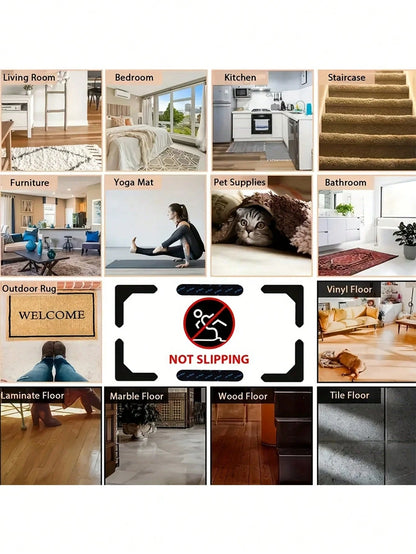 4/8/12/24pcs Non-Slip Carpet Pad Set- Double-Sided Self-Adhesive Washable Carpet Pad Suitable For Solid Wood Floors Bedroom Indoor Use