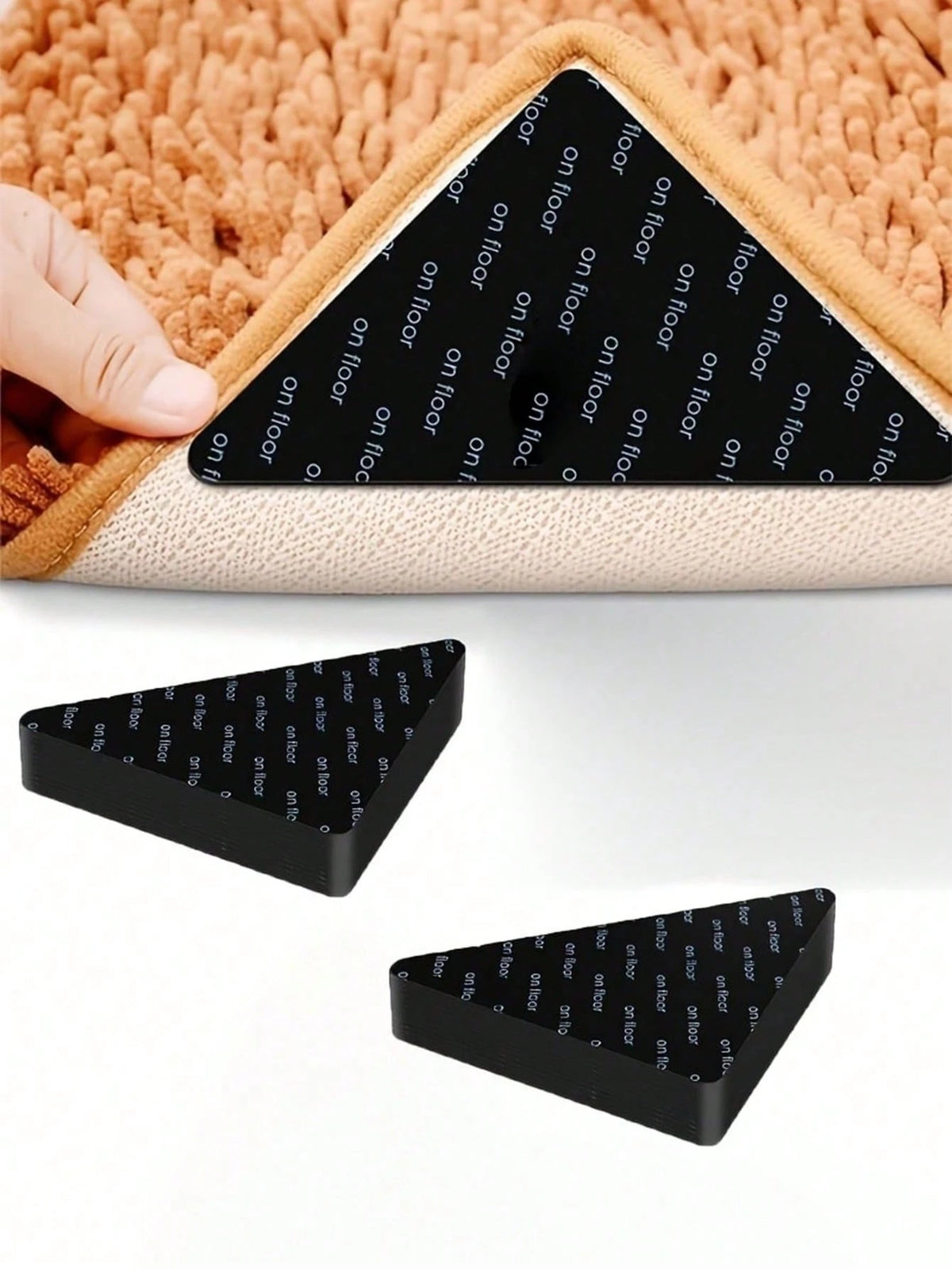 4/8/12pcs Large Washable Non-Slip Carpet Pads, Suitable For Hardwood Floors, Washable Carpet Tape, Double-Sided Sticky Carpet Pads, Durable PU Material, Ideal For Home Decor Carpet Laying, Hardwood Fl
