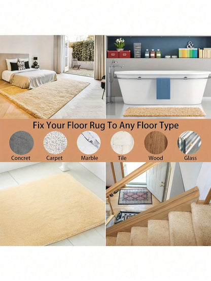 4/8/12pcs Large Washable Non-Slip Carpet Pads, Suitable For Hardwood Floors, Washable Carpet Tape, Double-Sided Sticky Carpet Pads, Durable PU Material, Ideal For Home Decor Carpet Laying, Hardwood Fl